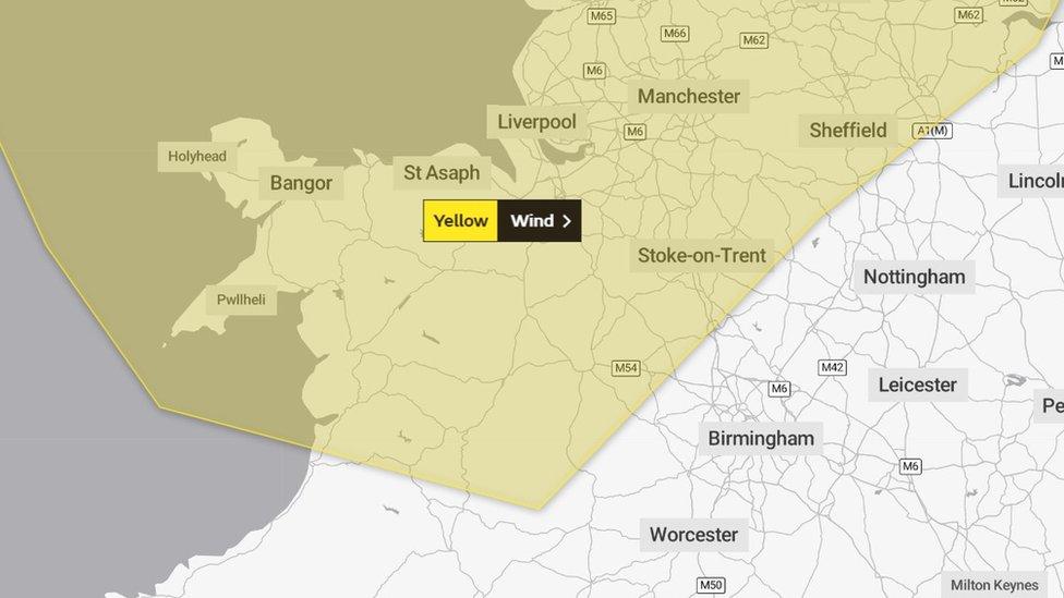 Weather warning map graphic