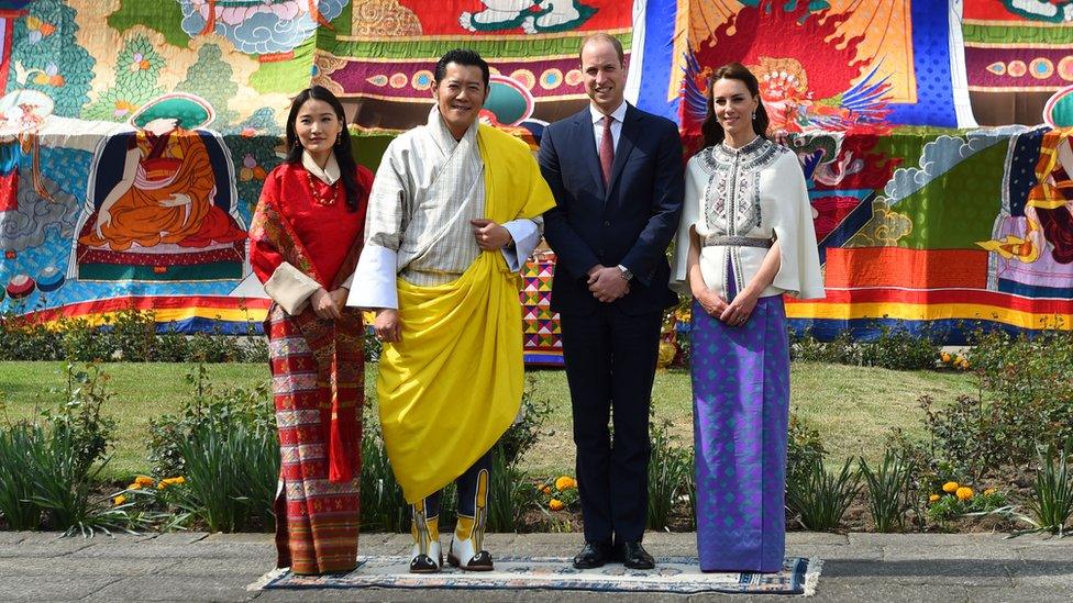 The Duke and Duchess of Cambridge with Bhutan's King Jigme Khesar Namgyel Wangchuck and his wife Queen Jetsun Pema