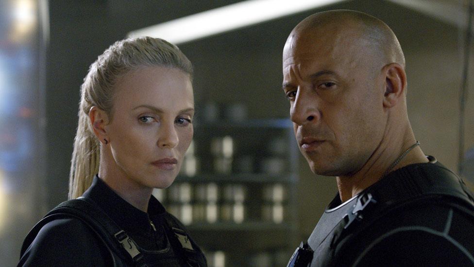 Charlize Theron and Vin Diesel in The Fate of the Furious