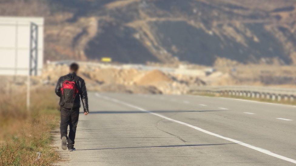 Migrant on the Bulgaria-Serbia route