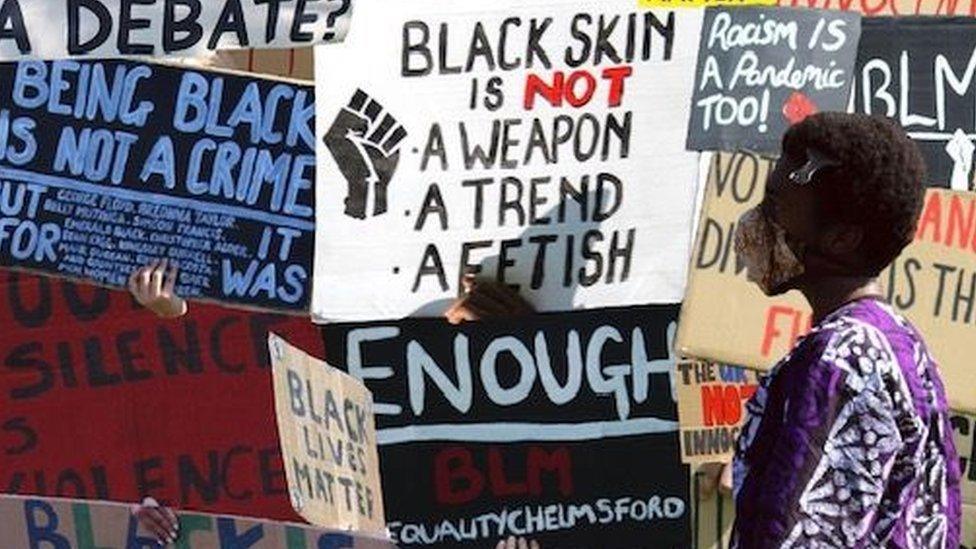 Placards at Chelmsford Black Lives Matter protest