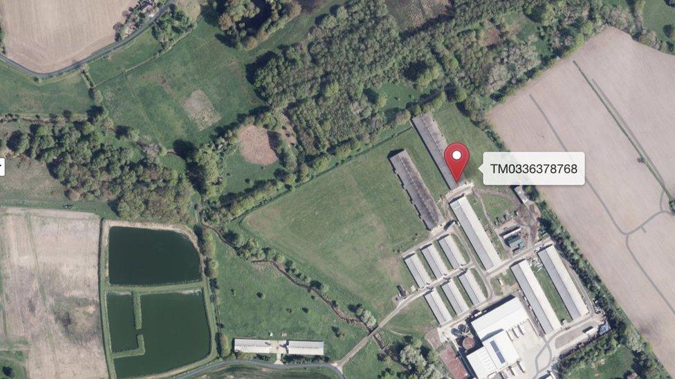 Location of bird flu outbreak in Suffolk