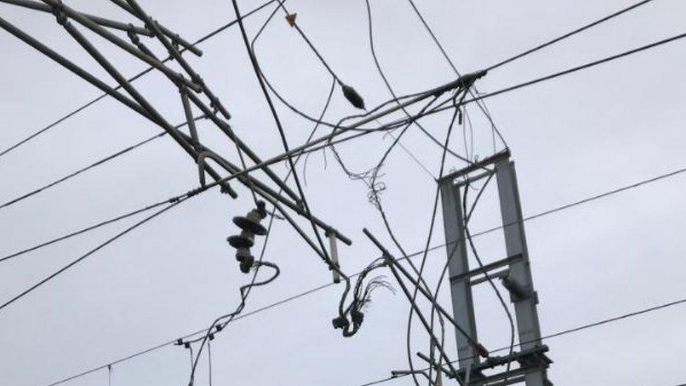 Broken overhead line