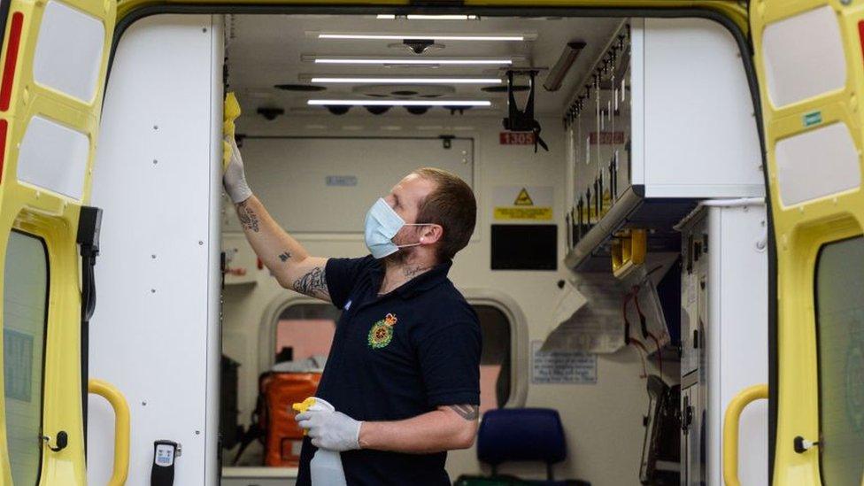 Disinfecting an ambulance at LGI