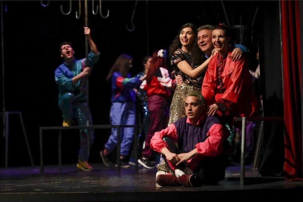 Slobodan Show performers on stage during the premiere