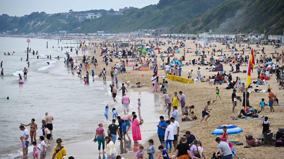 Crowd of people at Bournemouth beach