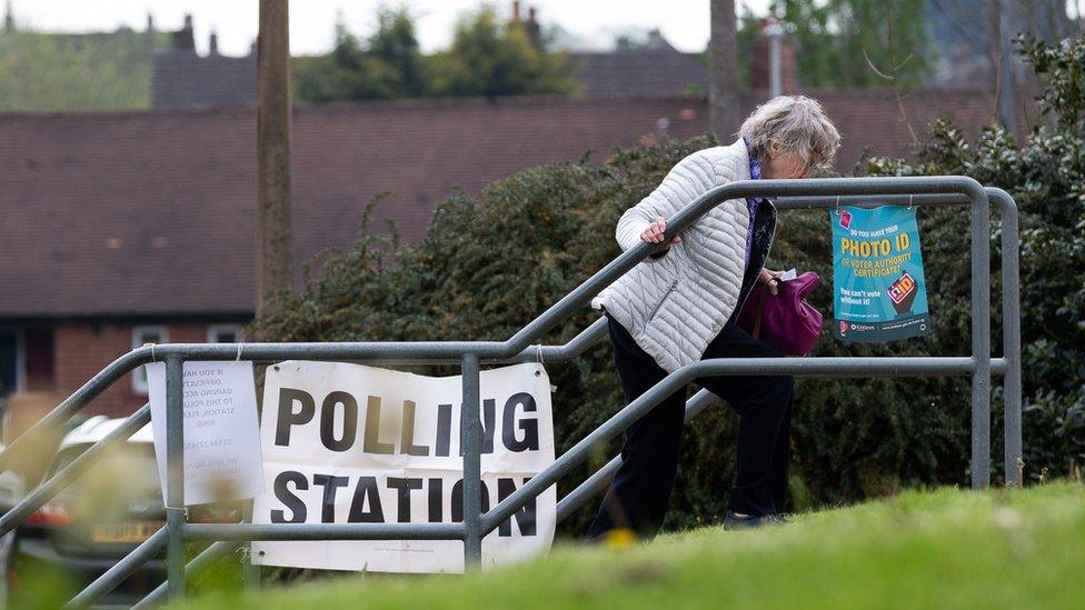 Woman at polling station