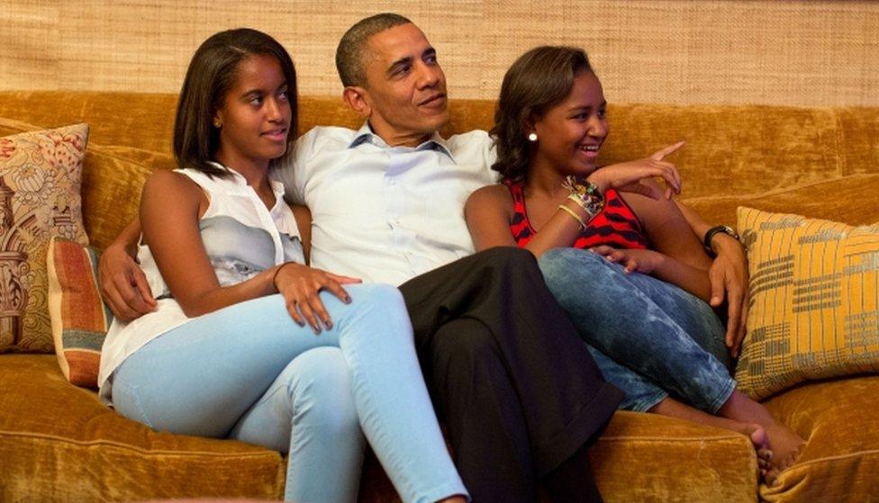 President Barack Obama and his daughters, Malia (left) and Sasha pictured on September 4, 2012