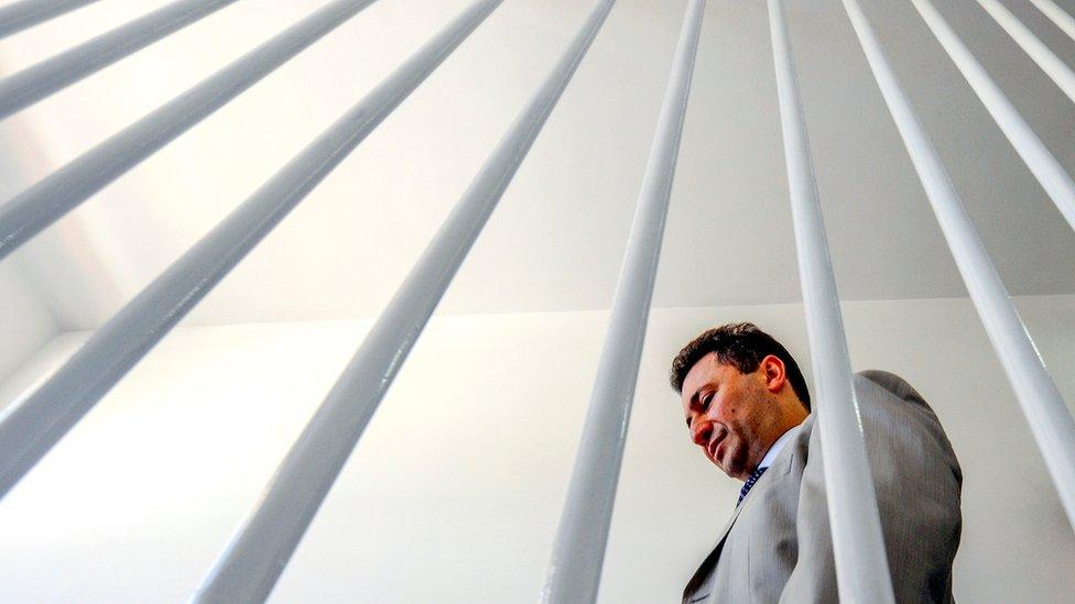 Macedonian Prime Minister Nikola Gruevski takes a tour of the newly renovated Prison Sutka, in Skopje, Macedonia, 26 August 2009