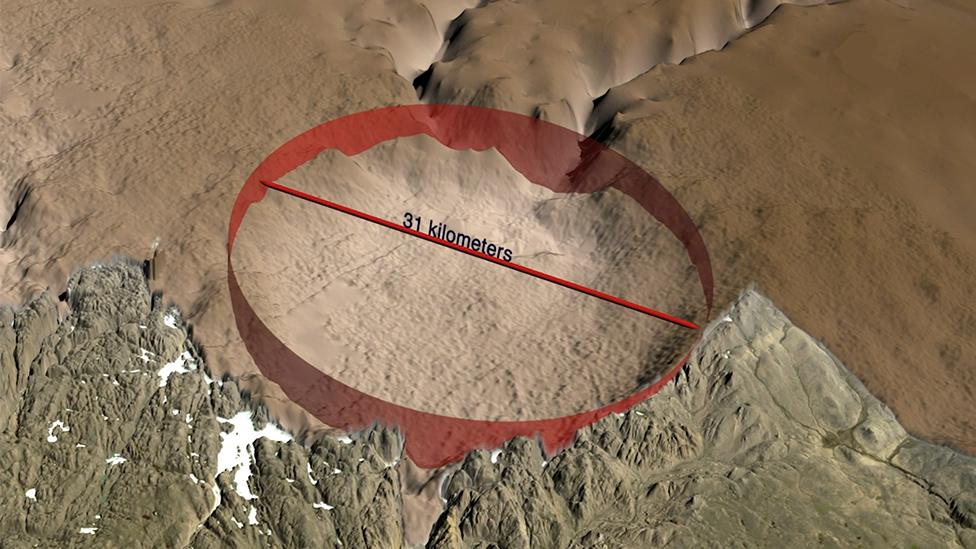 A map of the bedrock topography beneath the ice sheet