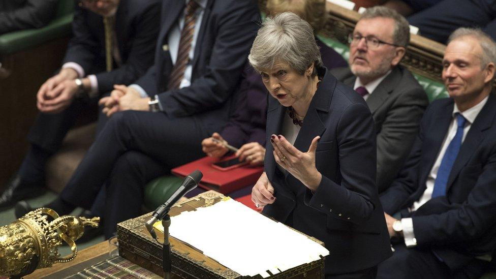 Theresa May speaking in the Commons on 27 March