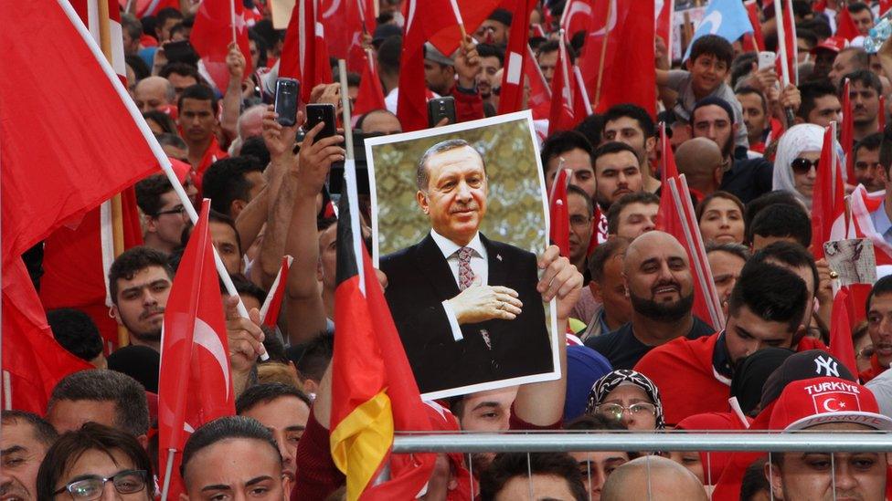 Thousands of Turkish people living in Europe attend pro-democracy rally in Cologne, Germany on 31 July 2016