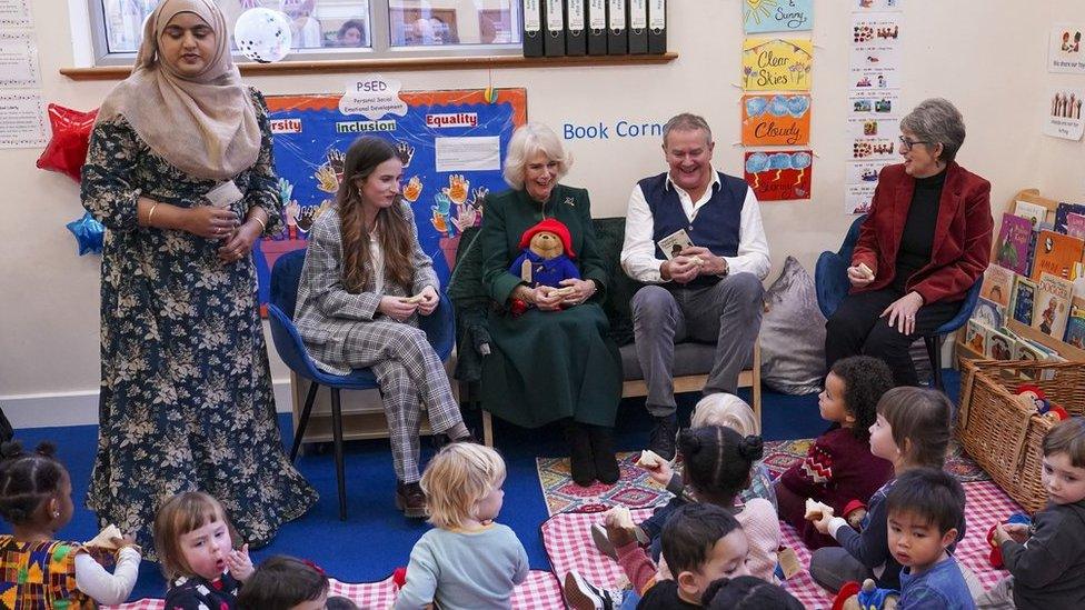 Camilla, the Queen Consort, at Barnardos nursery