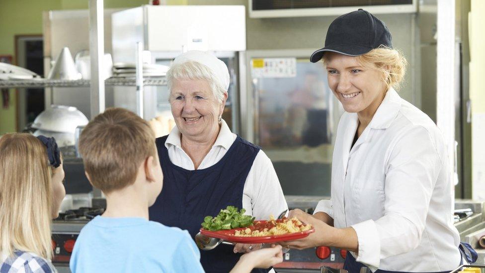 Dinner ladies in a school