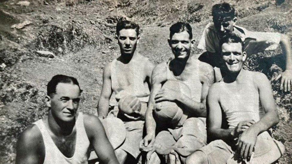 Sgt John Henson (left) with a group of Leicestershire soldiers