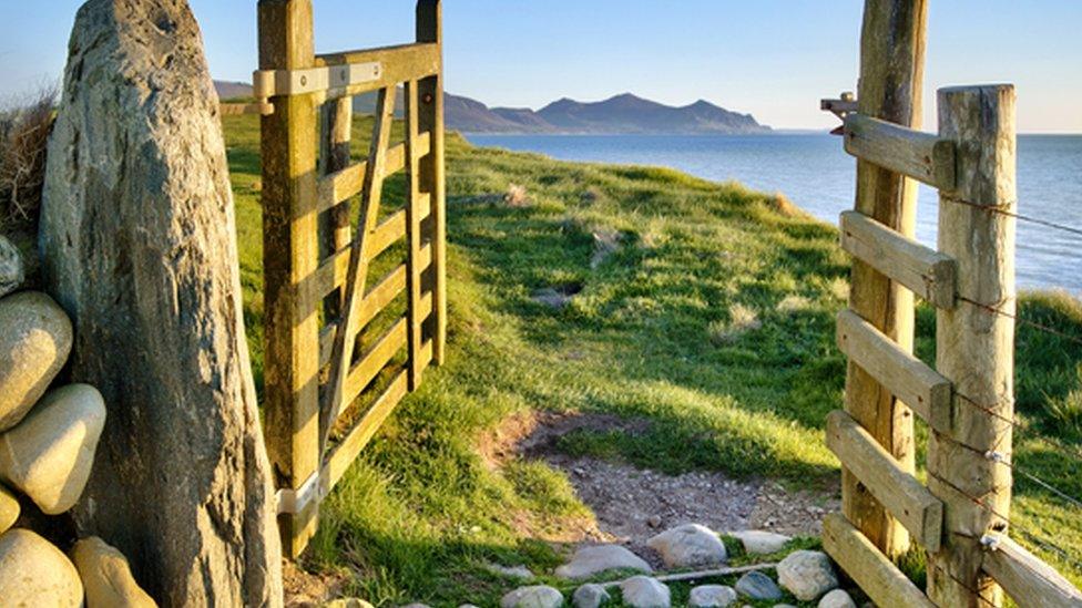 Yr Eifl mountain range seen from Dinas Dinlle in Gwynedd