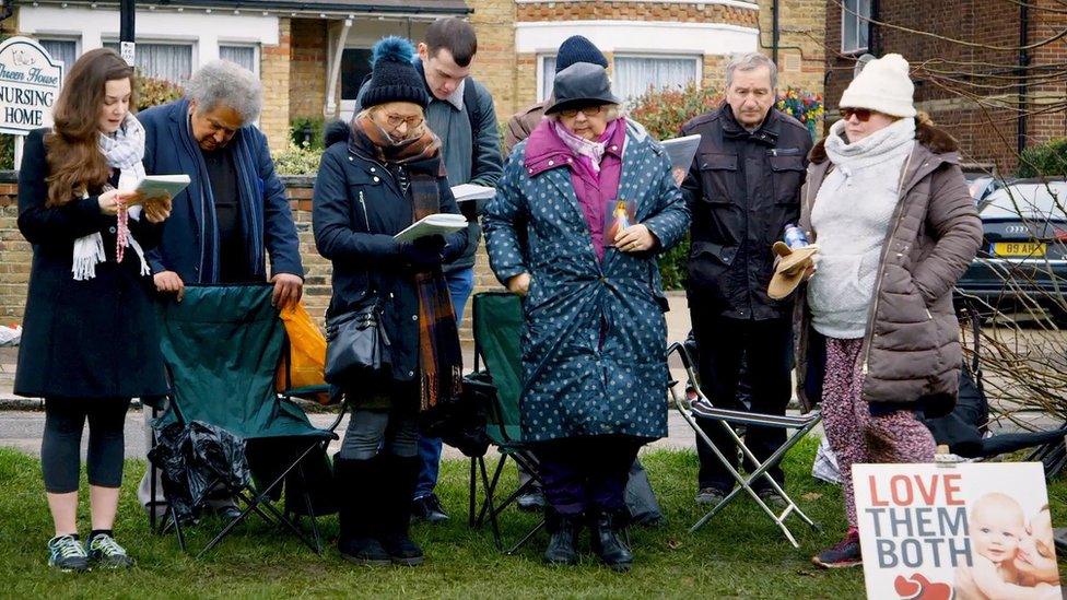 Vigil being held outside a clinic in Ealing