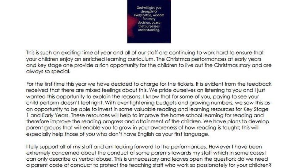 Letter from Louise Bury, head teacher at St Joseph's Catholic Primary School.