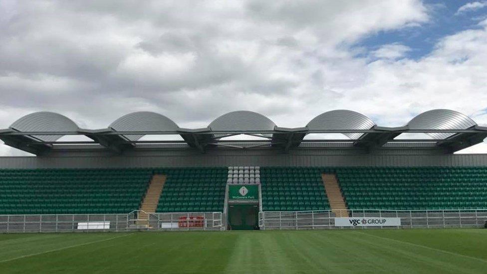 The new stand at McGovern Park at Ruislip in London