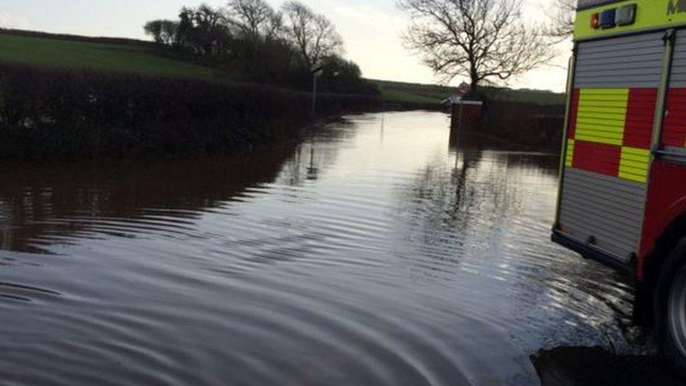 South Wales Police tweeted this picture of flooding on the South Gower Road