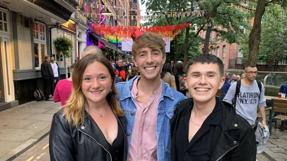 Jodi, Matt and Mason in Manchester ahead of the Pride celebrations