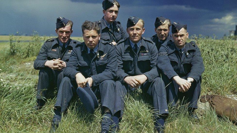 617 Squadron (Dambusters) At Scampton, Lincolnshire, 22 July 1943, crew of Lancaster ED285/`AJ-T