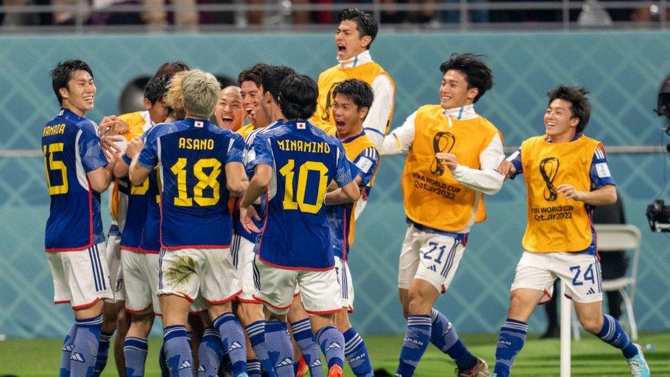 Japan players celebrating their victory