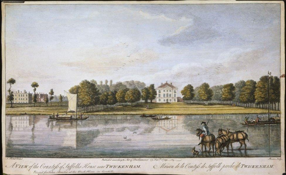 Engraving featuring Marble Hill from 1749