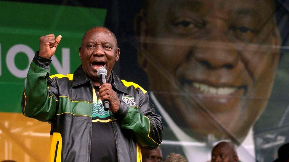 Cyril Ramaphosa addressing supporters