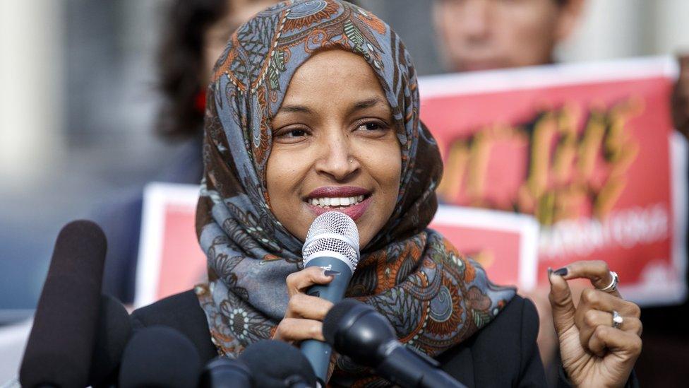 Ilhan Omar at a press conference in February 2019