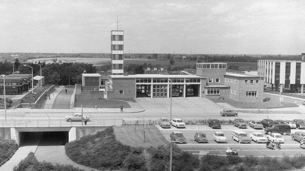 20 May 1966: The fire station in Harlow New Town, Essex.