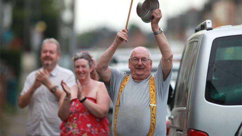 People applaud during Clap for Carers in Northampton