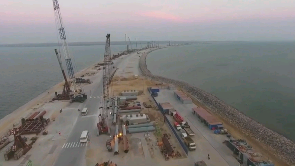 View of the Kerch Bridge construction project