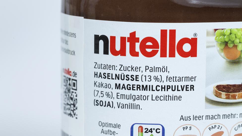 Nutella contents list