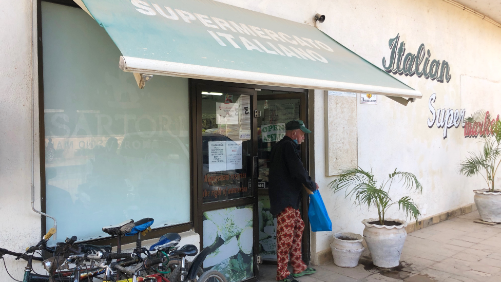 An Italian supermarket in the centre of Malindi, Italy