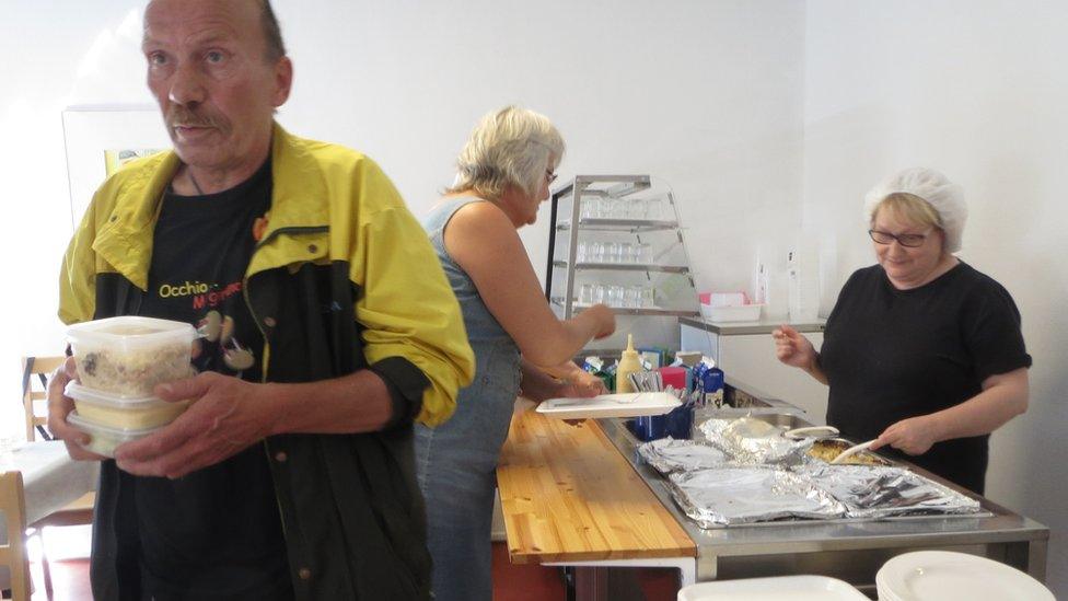 Customers at Pori unemployment centre canteen