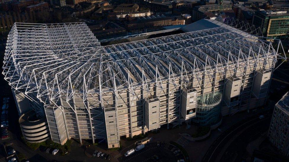 Aerial view of St James' Park