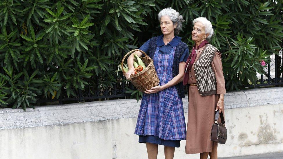 Actors in costume in Nice on 29 September