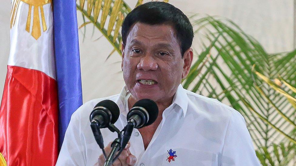 Philippine President Rodrigo Duterte at a press conference shortly after arriving from Singapore at Davao international airport in southern island of Mindanao, 17 December 2016