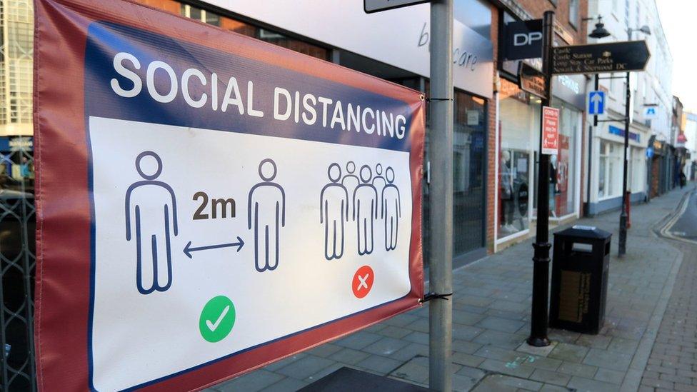 Sign about social distancing