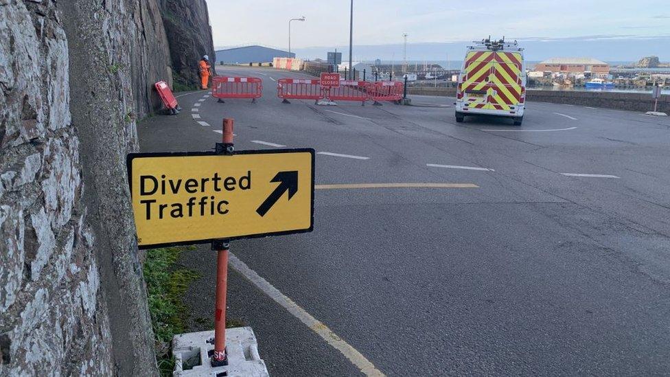 Roadworks on Mount Bingham in St Helier