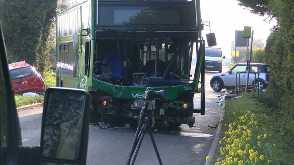 Bus and two cars