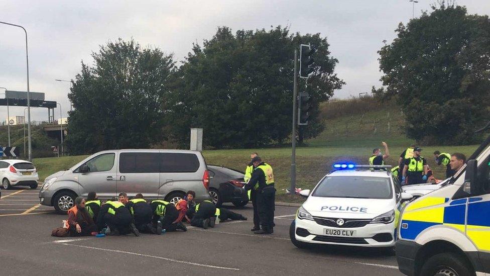 Protests at junction 31 of the M25