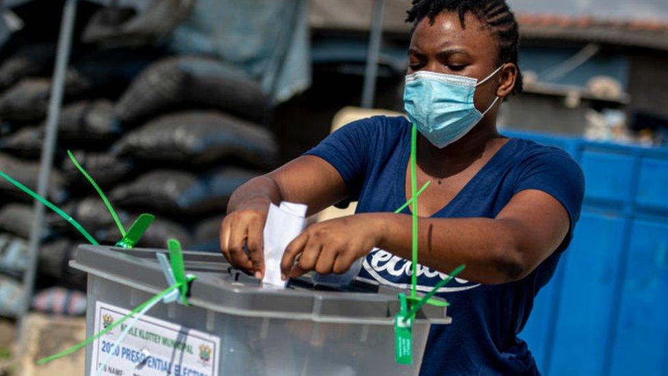 Woman voting