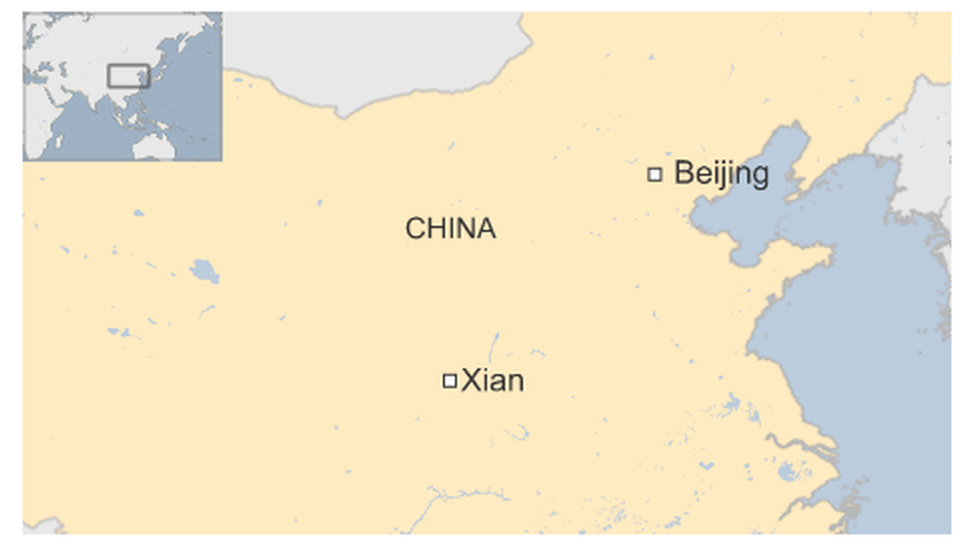 Map of China and city of Xian - 6 March 2016