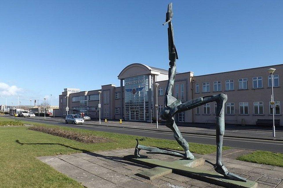 Bryan Kneale's Three Legs of Man at Ronaldsway Airport