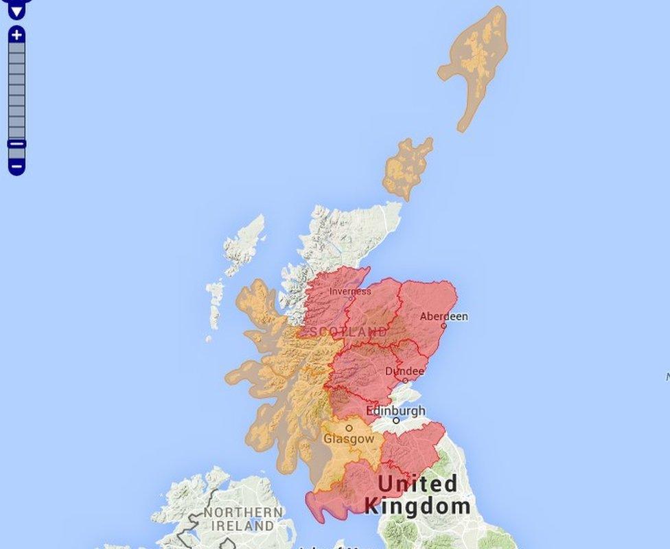 Sepa map showing flood warnings