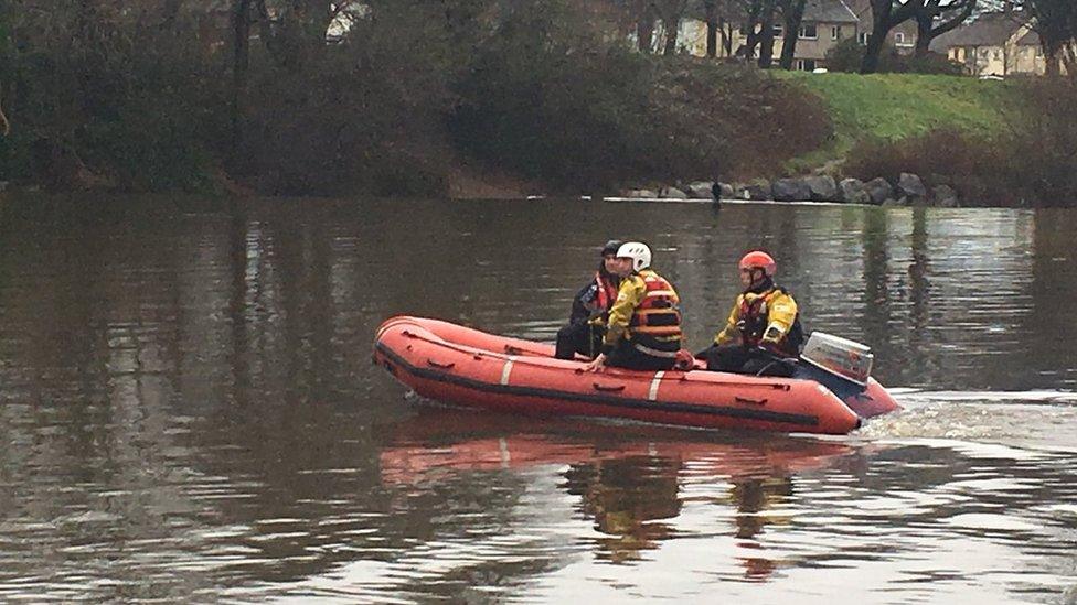 A boat rescue unit on the River Taff