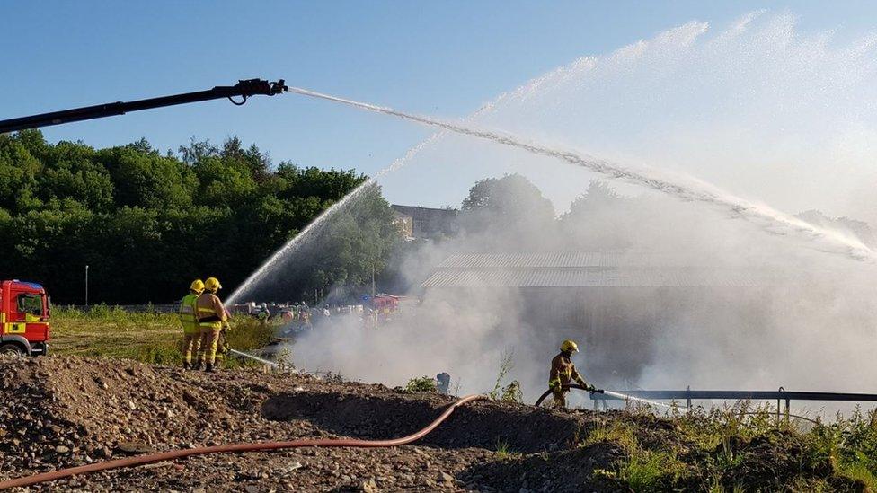 Fire crews tackling a fire