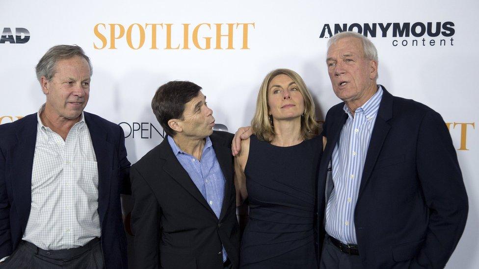 Ben Bradlee Jr, Mike Rezendes, Sacha Pfeiffer and Walter "Robby" Robinson attend the special screening of Spotlight at the DGA Theater in Los Angeles